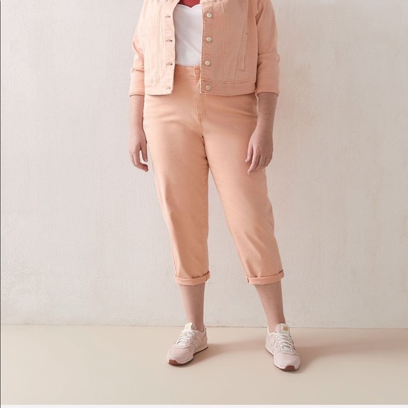 Addition Elle Women Salmon Orange Pink Pastel Slim Leg Denim Size 10 - Picture 5 of 7